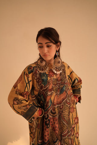 Yellow Kalamkari Kurta Set