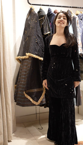 Velvet Short Kurta Set
