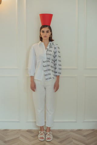 Newspaper Print knot shirt