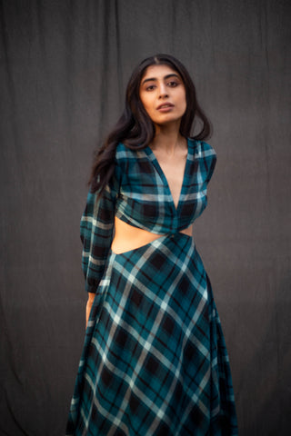 Blue cut out dress